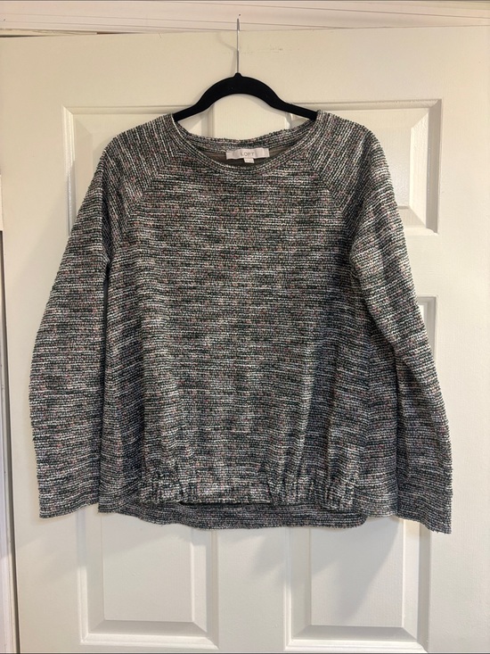 LOFT Sweaters - LOFT Multicolor Speckled Crewneck Sweater - Gray with Subtle Specks
